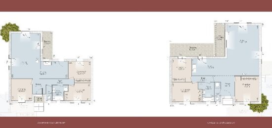 Plan de maison Surface terrain 104 m2 - 5 pièces - 3  chambres -  avec garage 