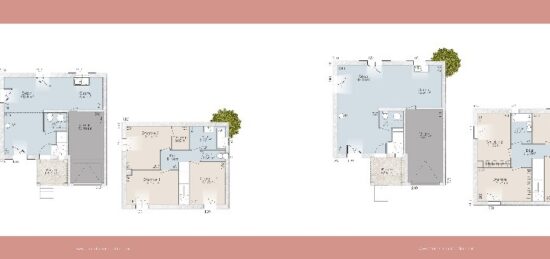 Plan de maison Surface terrain 90 m2 - 5 pièces - 3  chambres -  avec garage 