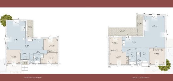 Plan de maison Surface terrain 104 m2 - 5 pièces - 3  chambres -  avec garage 