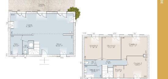 Plan de maison Surface terrain 140 m2 - 4 pièces - 3  chambres -  sans garage 