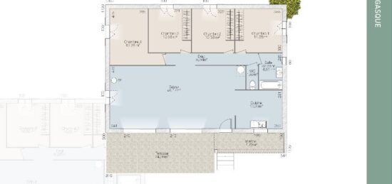 Plan de maison Surface terrain 105 m2 - 4 pièces - 3  chambres -  sans garage 