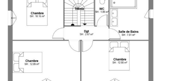 Plan de maison Surface terrain 90 m2 - 4 pièces - 3  chambres -  avec garage 